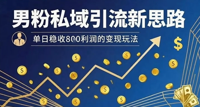 男粉私域引流新思路，单日稳收8张利润的变现玩法-大伟资源网