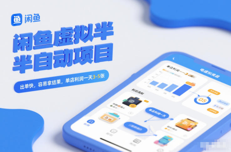 闲鱼虚拟半自动项目，出单快，容易拿结果，单店利润一天3-5张-大伟资源网