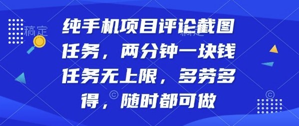 纯手机项目评论截图任务，两分钟一块钱多劳多得，随时随地都能做【揭秘】-大伟资源网