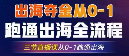 2025出海夺金从0-1跑通出海全流程，三节直播课从0-1跑通出海，教你用AI跑通全流程-大伟资源网