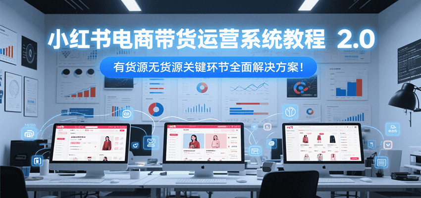 小红书电商带货运营系统教程2.0，有货源无货源关键环节全面解决方案！-大伟资源网