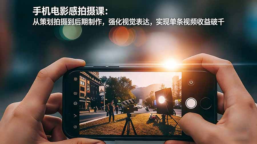 手机电影感拍摄课：从策划拍摄到后期制作，强化视觉表达，实现单条视频收益破千-大伟资源网