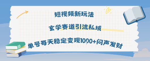 短视频新玩法玄学赛道引流私域单号每天稳定变现1k+闷声发财-大伟资源网