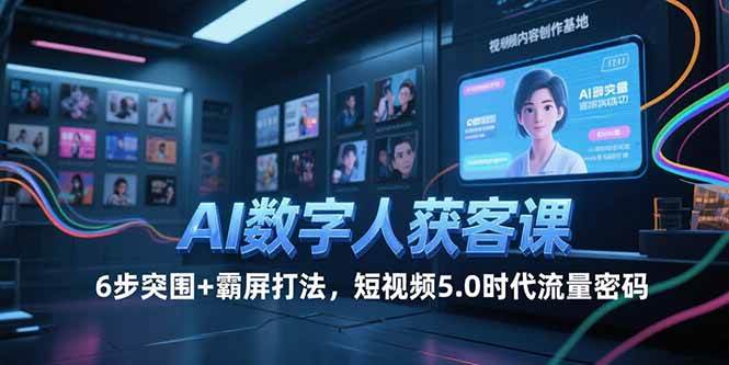 （15247期）AI数字人获客课，6步突围+霸屏打法，短视频5.0时代流量密码-大伟资源网