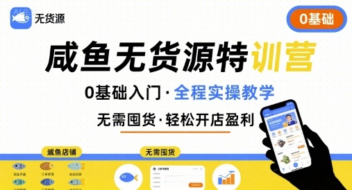无货源特训营，0基础带你玩转咸鱼无货源-大伟资源网