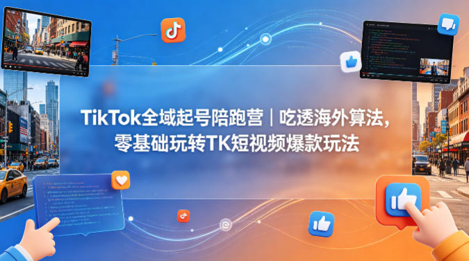 TikTok全域起号陪跑营｜吃透海外算法，零基础玩转TK短视频爆款玩法-大伟资源网