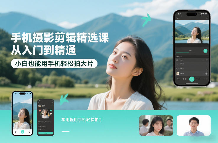 手机摄影剪辑精选课，从入门到精通，小白也能用手机轻松拍大片-大伟资源网