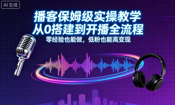 播客保姆级实操教学，从0搭建到开播全流程，零经验也能做，低粉也能高变现-大伟资源网