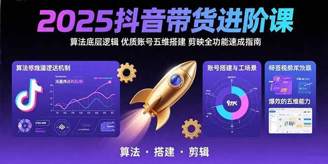 （15571期）2025抖音带货进阶课：算法底层逻辑,优质账号五维搭建,剪映全功能速成指南-大伟资源网