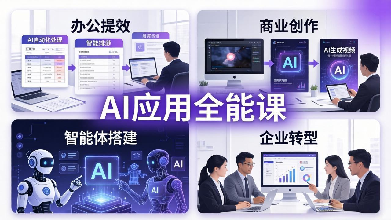 AIGC 应用师全能课-更新：办公提效、商业创作、智能体搭建、企业转型，一站式学会AI应用-大伟资源网