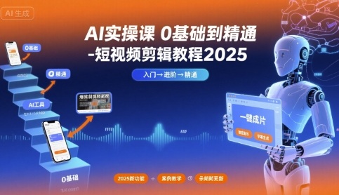 AI实操课0基础到精通-短视频剪辑教程2025-大伟资源网