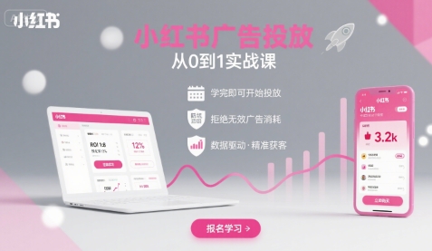 小红书广告投放从0到1的实战课，学完即可开始投放，拒绝无效广告消耗-大伟资源网