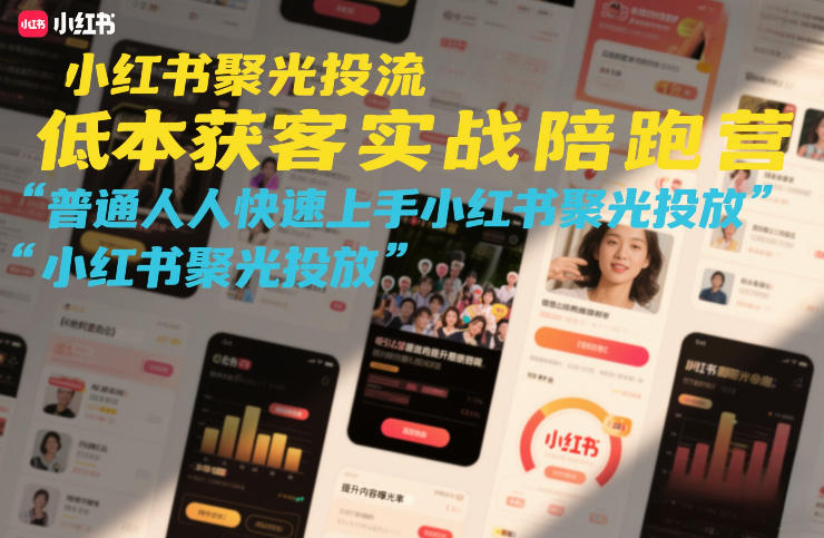 小红书聚光投流低成本获客实战陪跑营，普通人快速上手小红书聚光投放-大伟资源网