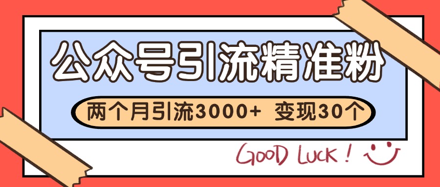 公众号精准粉引流玩法 2个月3000+精准粉 变现30万+-大伟资源网