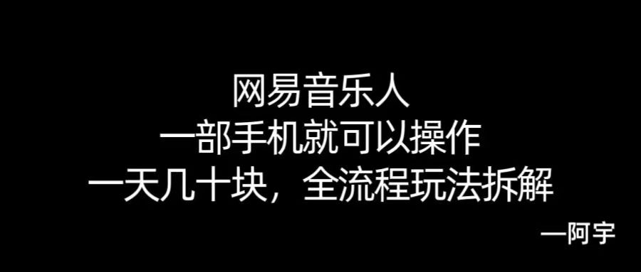 【168网创10期】网易音乐人搬砖，一部就手机就可以操作，一天几十，全流程拆解，小白也能操作的副业，纯自然流玩法！-大伟资源网