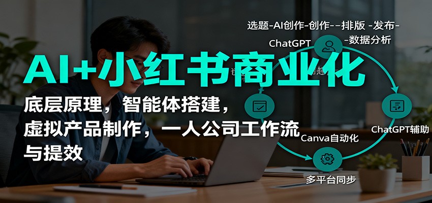 AI+小红书商业化，底层原理，智能体搭建，虚拟产品制作，一人公司工作流与提效-大伟资源网