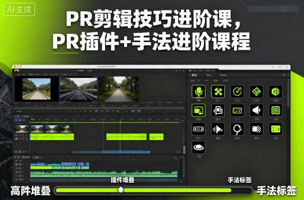 PR剪辑技巧进阶课，PR插件+手法进阶课程-大伟资源网