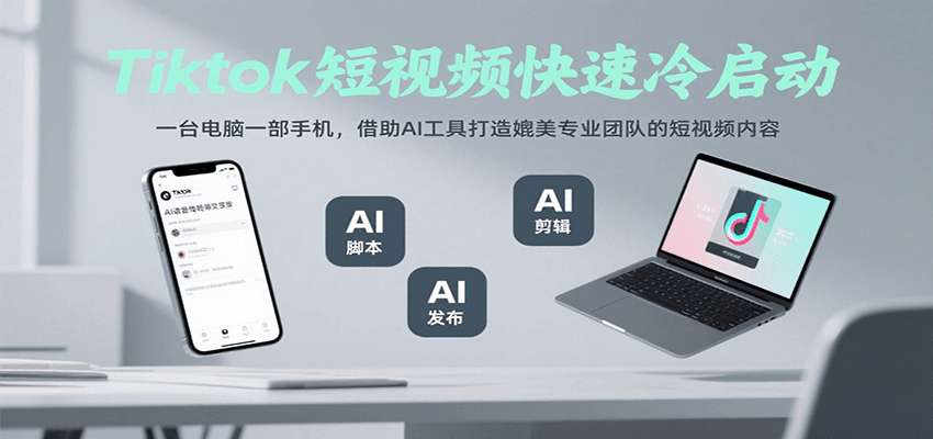 Tiktok短视频快速冷启动，一台电脑一部手机，借助AI工具打造媲美专业团队的短视频内容-大伟资源网