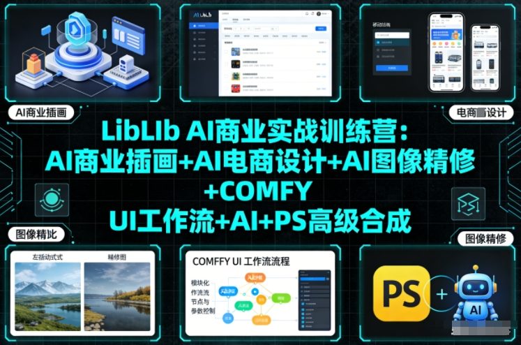 LibLIb AI商业实战训练营：AI商业插画+AI电商设计+AI图像精修+COMFY UI工作流+AI+PS高级合成-大伟资源网