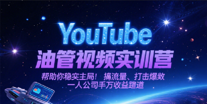 YouTube油管视频实训营，帮助你稳入局、搞流量、打爆款，一人公司千万收益赛道-大伟资源网
