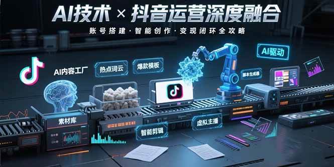 （15630期）AI技术与抖音运营的深度融合应用：涵盖账号搭建、内容创作、收益变现等-大伟资源网