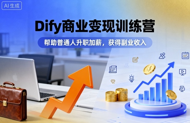 Dify商业变现训练营，帮助普通人升职加薪，获得副业收入-大伟资源网