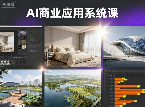 AI商业应用系统课，室内-软装-建筑-景观，智能设计+效果图+动画画实战-大伟资源网