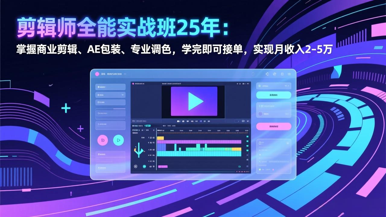 剪辑师全能实战班25年：掌握商业剪辑、AE包装、专业调色，学完即可接单，实现月收入2-5万-大伟资源网