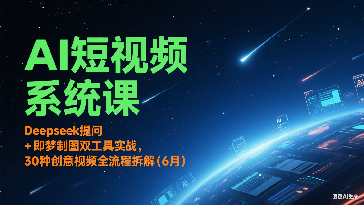 AI短视频系统课：Deepseek提问 + 即梦制图双工具实战，30种创意视频全流程拆解(6月)-大伟资源网
