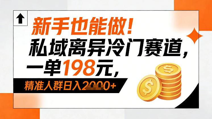 新手也能做！私域离异冷门赛道，一单198，精准人群日入1k+-大伟资源网