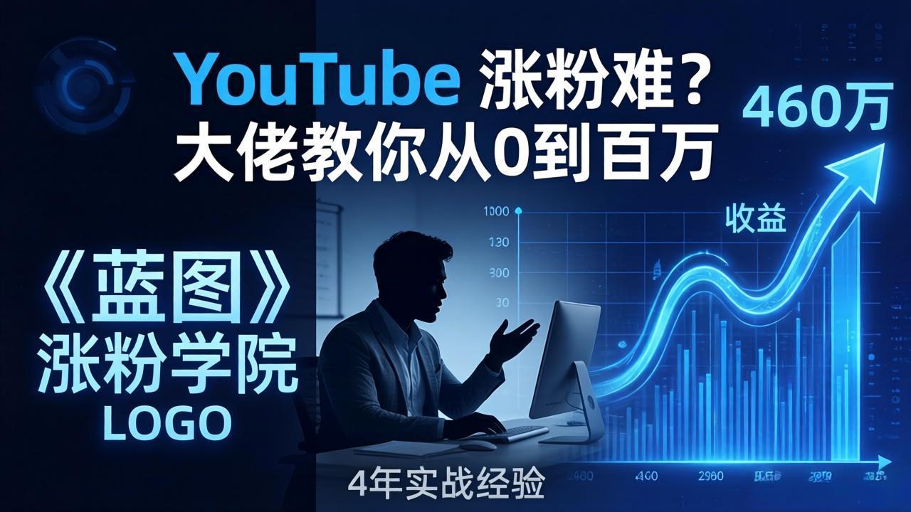YouTube 涨粉难？《蓝图涨粉学院》：4 年赚 460 万的大佬教策略，从0到百万有路径！-大伟资源网