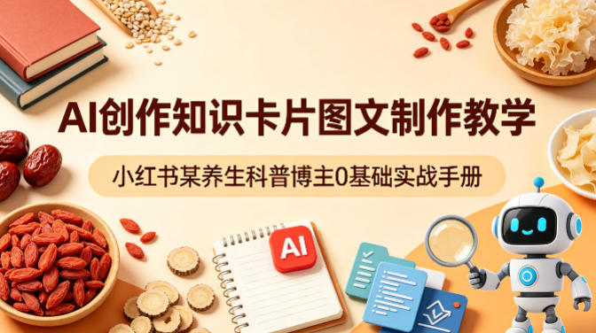 AI创作知识卡片图文制作教学，小红书某养生科普博主0基础实战手册-大伟资源网