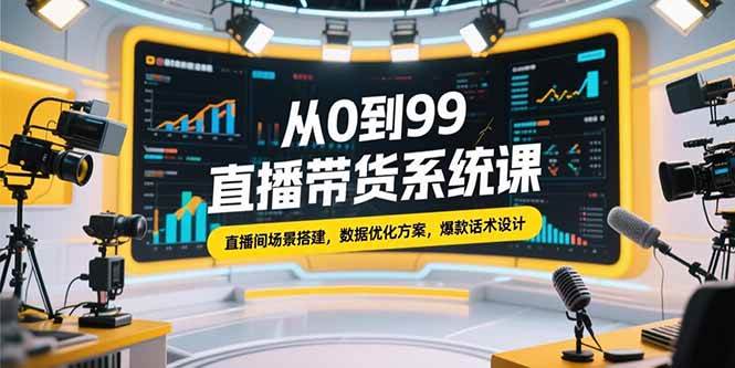 （15362期）从0到99直播带货系统课，直播间场景搭建，数据优化方案，爆款话术设计-大伟资源网