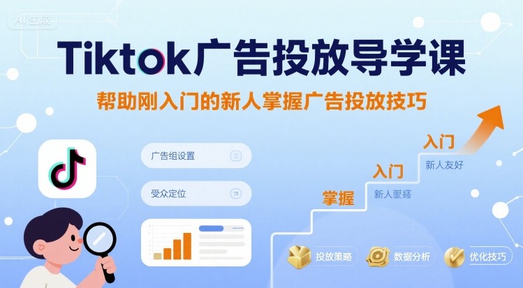 Tiktok广告投放导学课，帮助刚入门的新人掌握广告投放技巧-大伟资源网