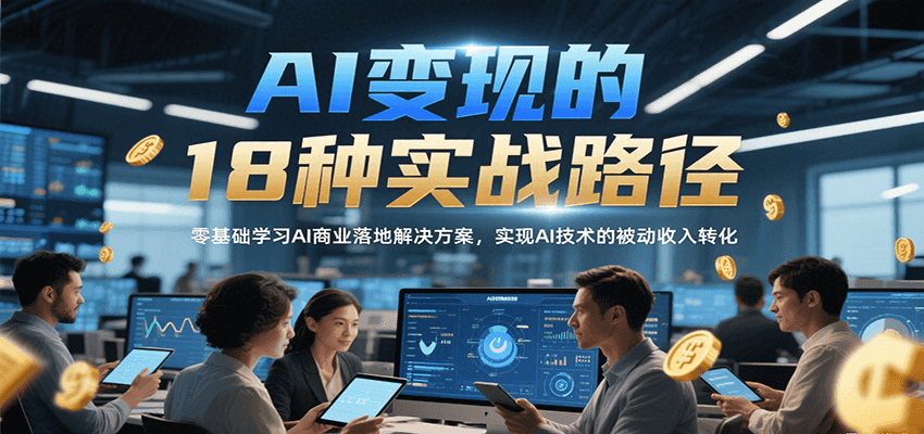 AI变现的18种实战路径，零基础学习AI商业落地解决方案，实现AI技术的被动收入转化-大伟资源网