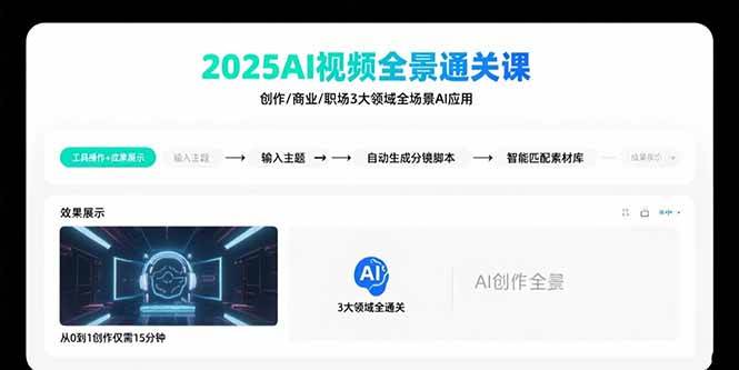 （15762期）2025AI视频全景通关课：涵盖创作/商业/职场3大领域 掌握AI全场景应用-大伟资源网