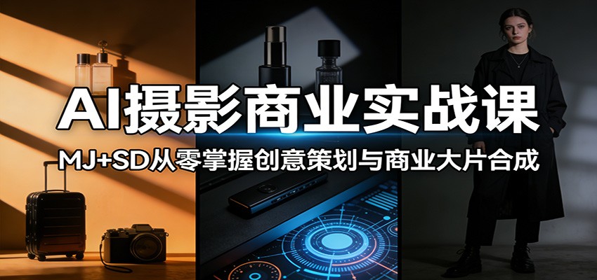 AI摄影商业实战课：MJ+SD从零掌握创意策划与商业大片合成-大伟资源网