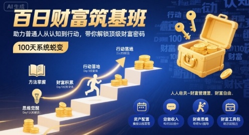 百日财富筑基班，助力普通人从认知到行动，带你解锁顶级财富密码-大伟资源网