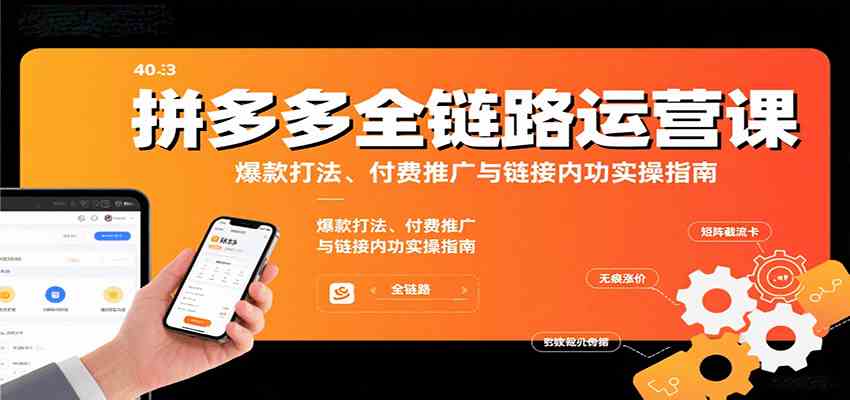 拼多多全链路运营课，爆款打法、付费推广与链接内功实操指南-大伟资源网