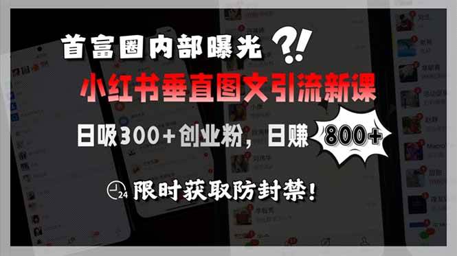 （15313期）首富圈内部曝光小红书垂直图文引流新课，日吸300+创业粉，日赚800+，限…-大伟资源网
