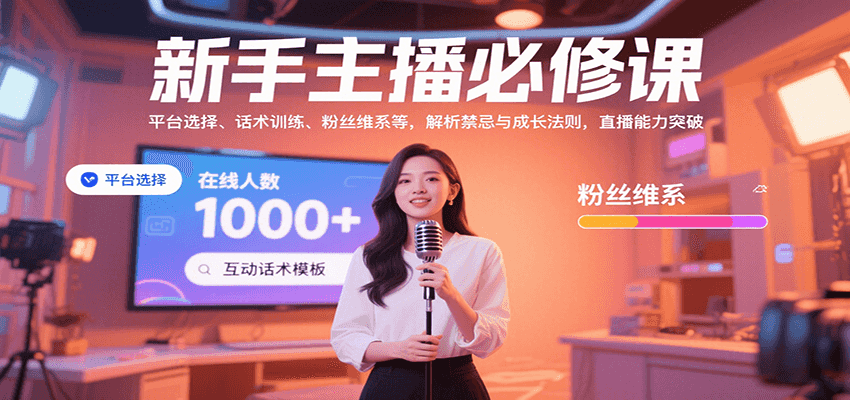 新手主播必修课：平台选择、话术训练、粉丝维系等，解析禁忌与成长法则，突破直播能力-大伟资源网