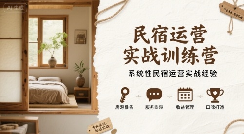 民宿运营实战训练营，系统性民宿运营实战经验-大伟资源网