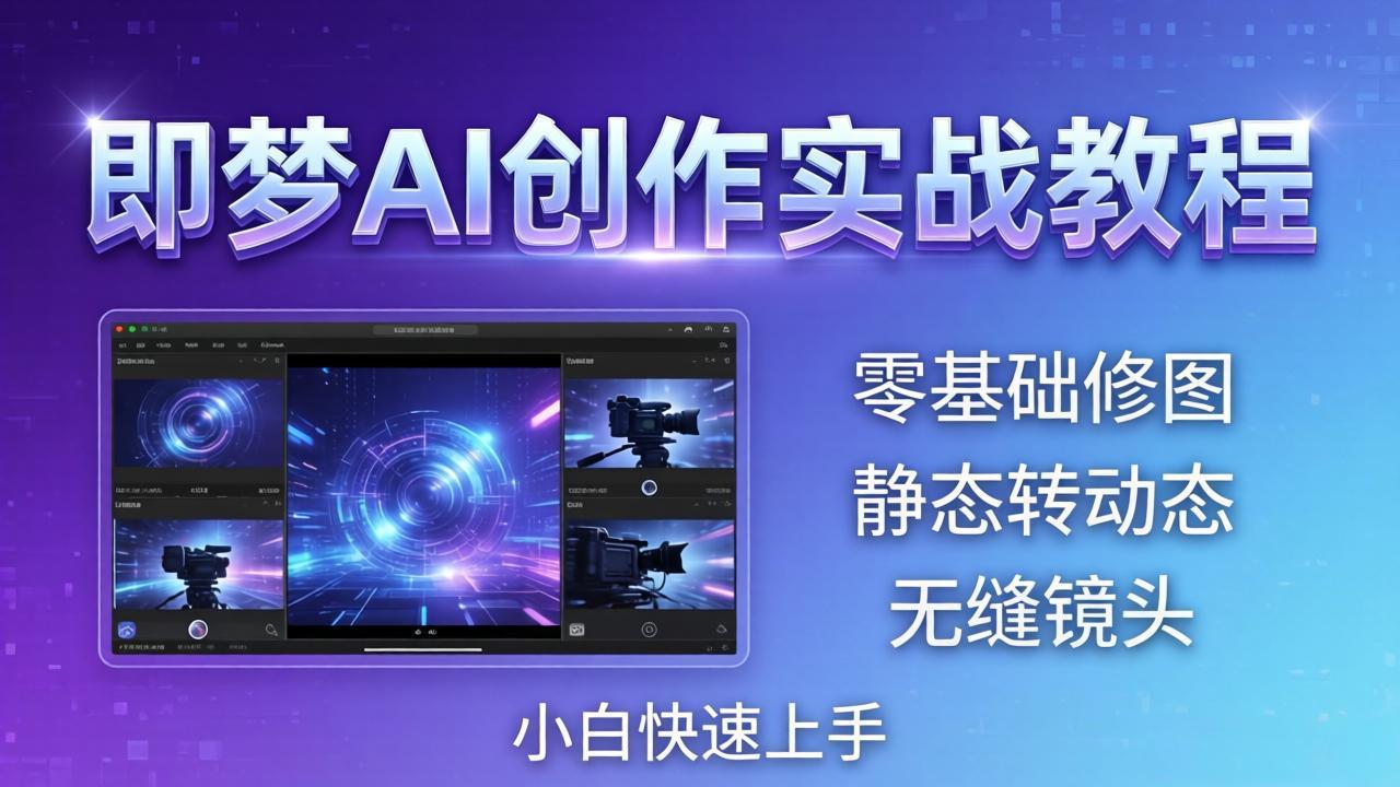 即梦AI创作实战教程，从零基础修图到AI导演，实战教学静态转动态+无缝镜头，小白快速上手-大伟资源网