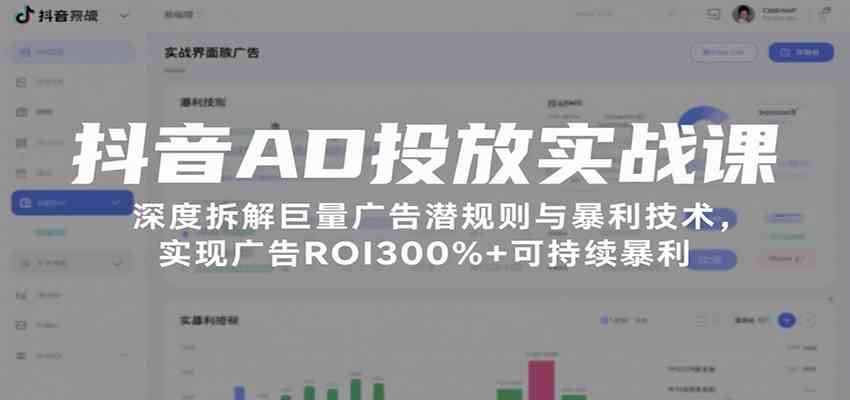 抖音AD投放实战课，深度拆解巨量广告潜规则与暴利技术，实现广告ROI300%+可持续暴利-大伟资源网