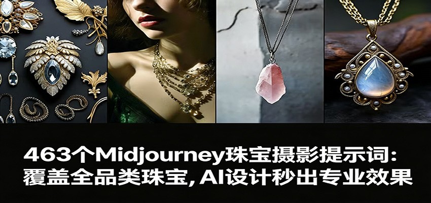463个Midjourney珠宝摄影提示词：覆盖全品类珠宝，AI设计秒出专业效果-大伟资源网