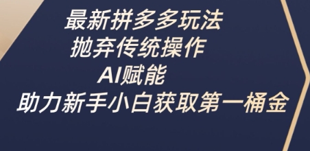 最新拼多多玩法，抛弃传统操作，AI赋能，助力新手小白获取第一桶金-大伟资源网