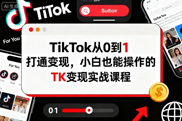 TikTok从0到1打通变现，小白也能操作的TK变现实战课程-大伟资源网