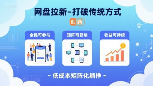网盘拉新-打破传统方式，低成本矩阵化躺挣，全民可参与、矩阵可复制、收益可持续【揭秘】-大伟资源网
