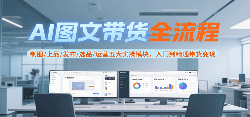 AI图文带货全流程，制图/上品/发布/选品/运营五大实操模块，入门到精通带货变现-大伟资源网