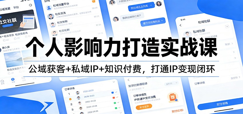 个人影响力打造实战课：公域获客+私域IP+知识付费，打通IP变现闭环-大伟资源网